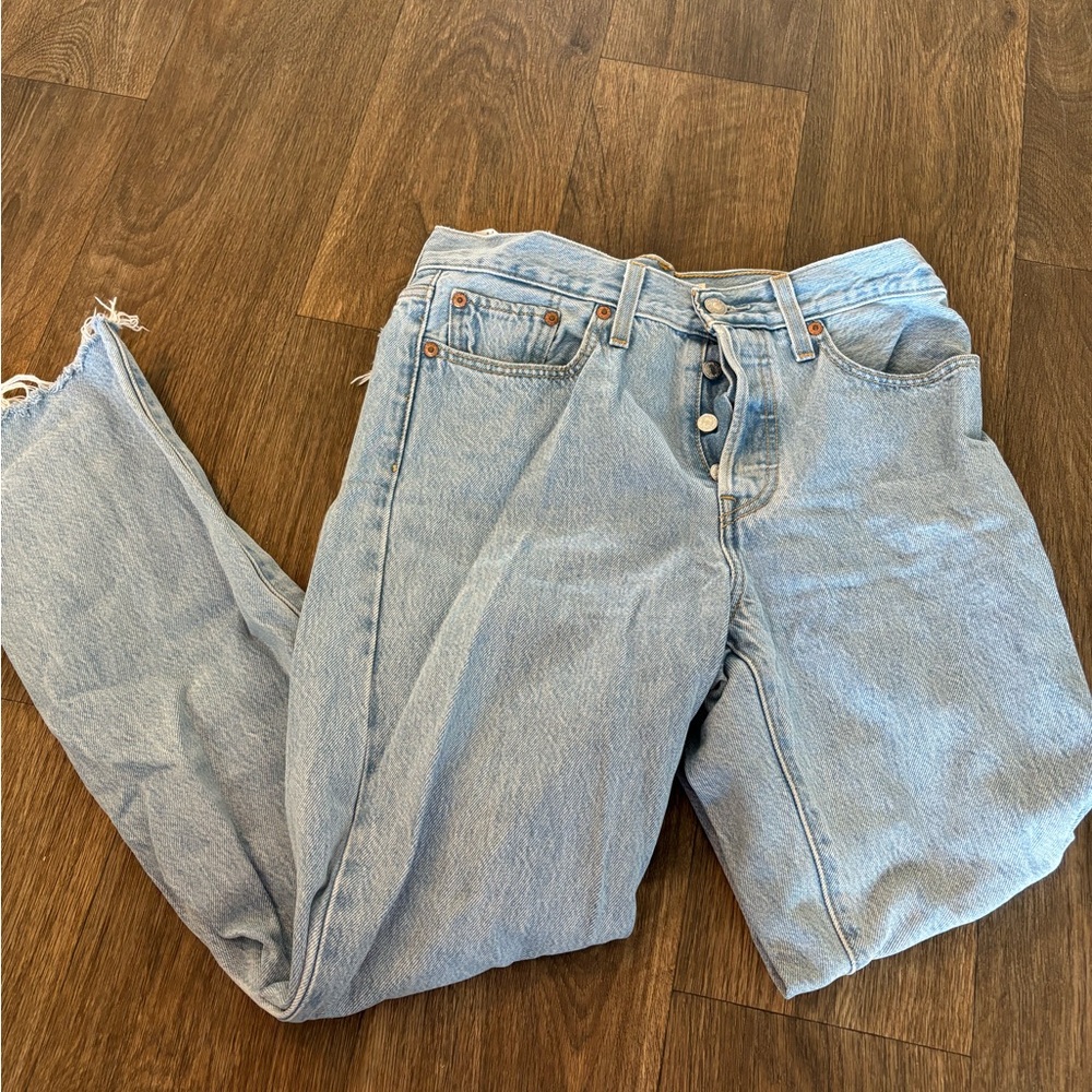 Levis size 28 raw hem
